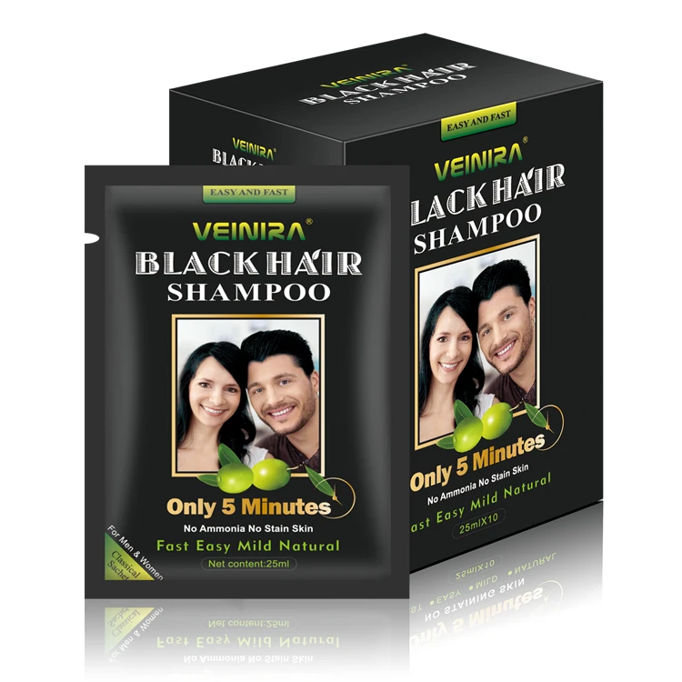 GMP ISO 22716 speedy black hair shampoo sachet packing 5 minutes hair colorant