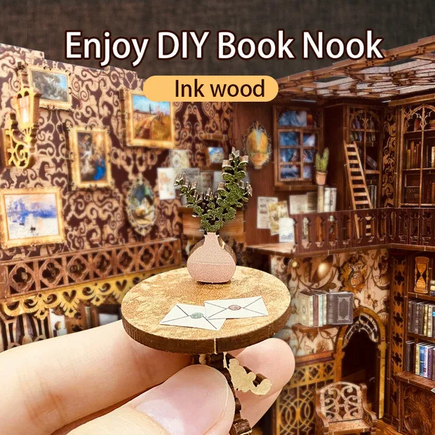 Cutebee Wooden Puzzle Book Nook Kit Overseas Warehouse Stock 3D Wooden Toys Dolls House Room for Novelty  Gift Ideas