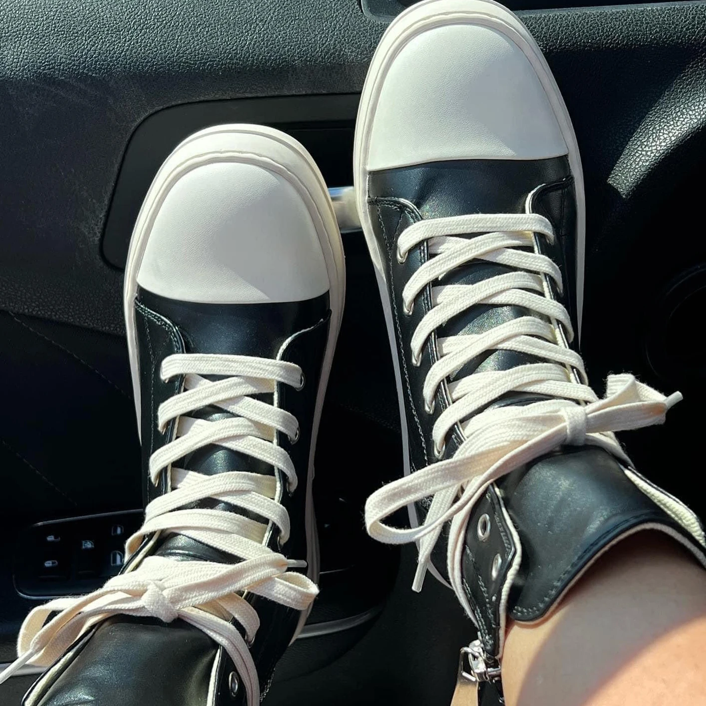 Casual Canvas Shoes Luxury Trainers Ankle Lace Up Women Sneaker Zip up High TOP Streetwear Flats Black Sneakers Boots