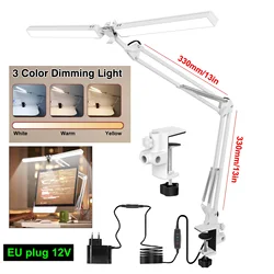 2 Heads Reading And Study Table Lamp With EU/US Plug Adjustable Swing Arm For Office/Study/Working