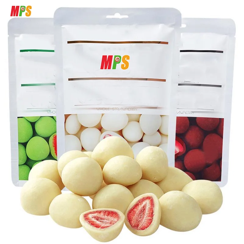 Japan Sweets Exotic Snacks Confectionery Matcha Chocolate Coated Strawberries Freeze Dried Fruit Candy