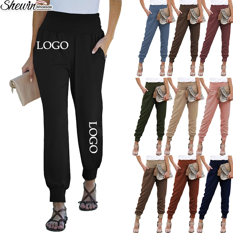 Custom Design Blank High Waist Straight Leg Casual Sweatpants Pants Joggers Women