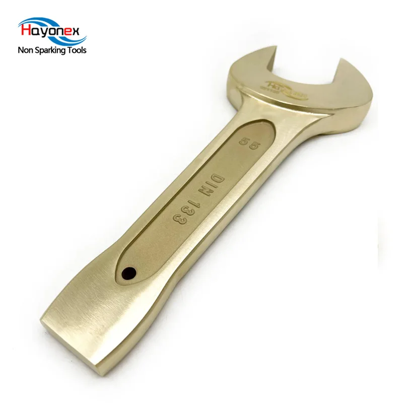 Safety tool explosion-proof knock open-end wrench aluminum bronze material can be customized Non sparking tools ratchet joint