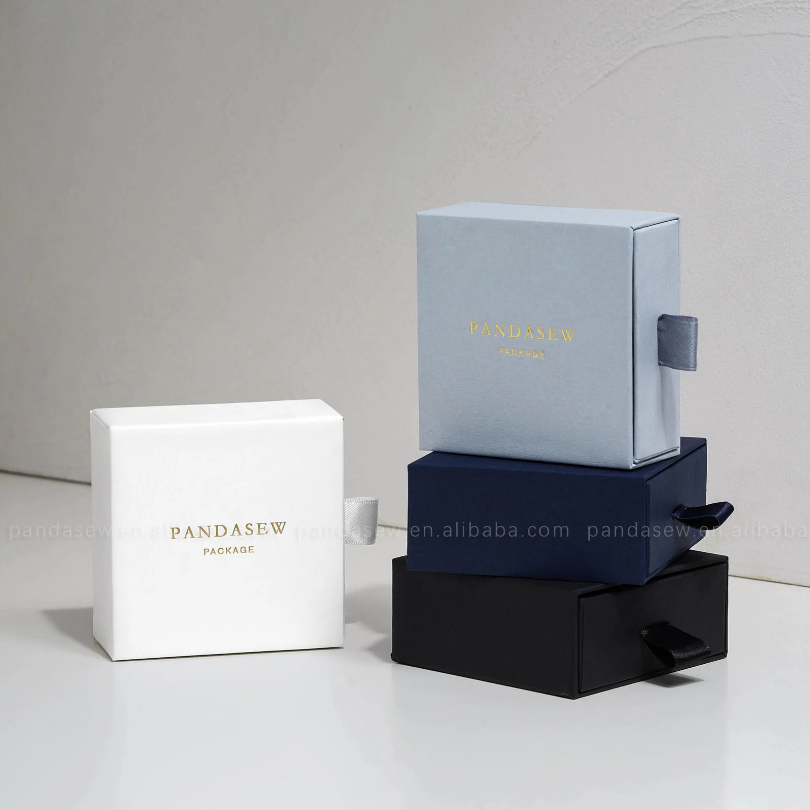 PandaSew Custom Logo Sliding Jewelry box Jewelry Drawer Box Cardboard Bracelet Ring Earring Necklace Jewelry Box