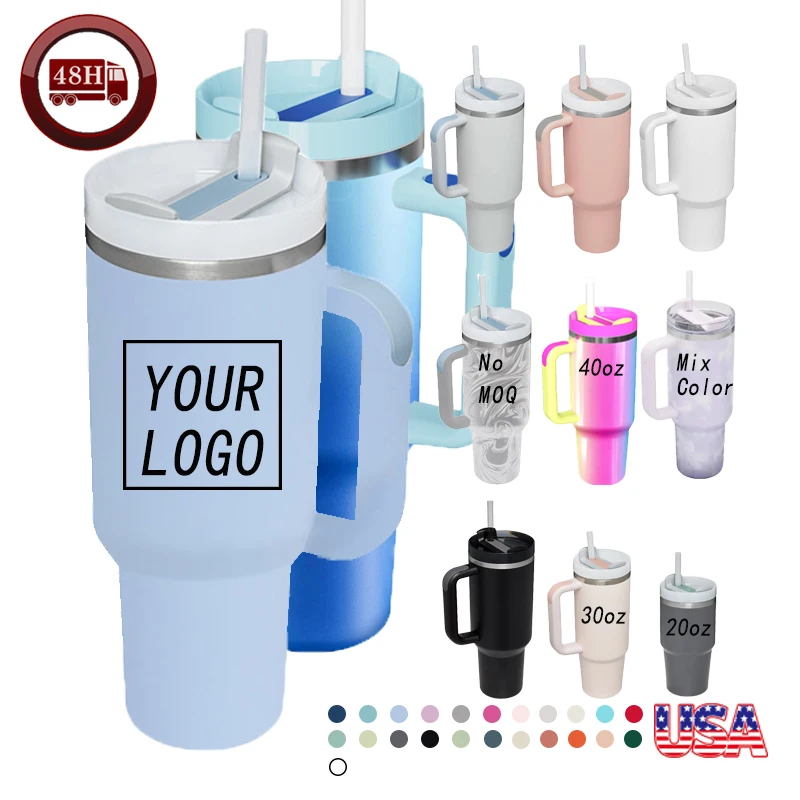 2025 Custom logo 40oz Sublimation Mugs Cup Travel 2.0 Tumbler with Handle and Straw Handle Tumbler Adventure