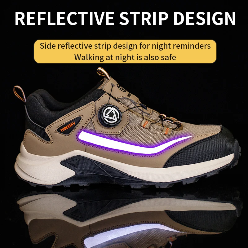 ROTATING BUTTON Labor protection shoes steel toes puncture resistant steel toe caps lightweight breathable and safe work shoes