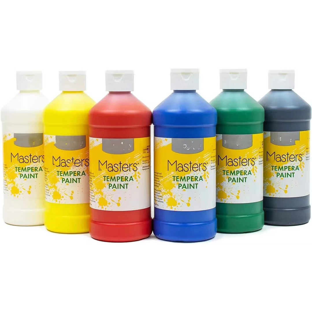 16 oz /473ml Pack of 6 Assorted Colors  Eco Natural for Children and Toddler Non Toxic Kids Washable Tempera Paints Set