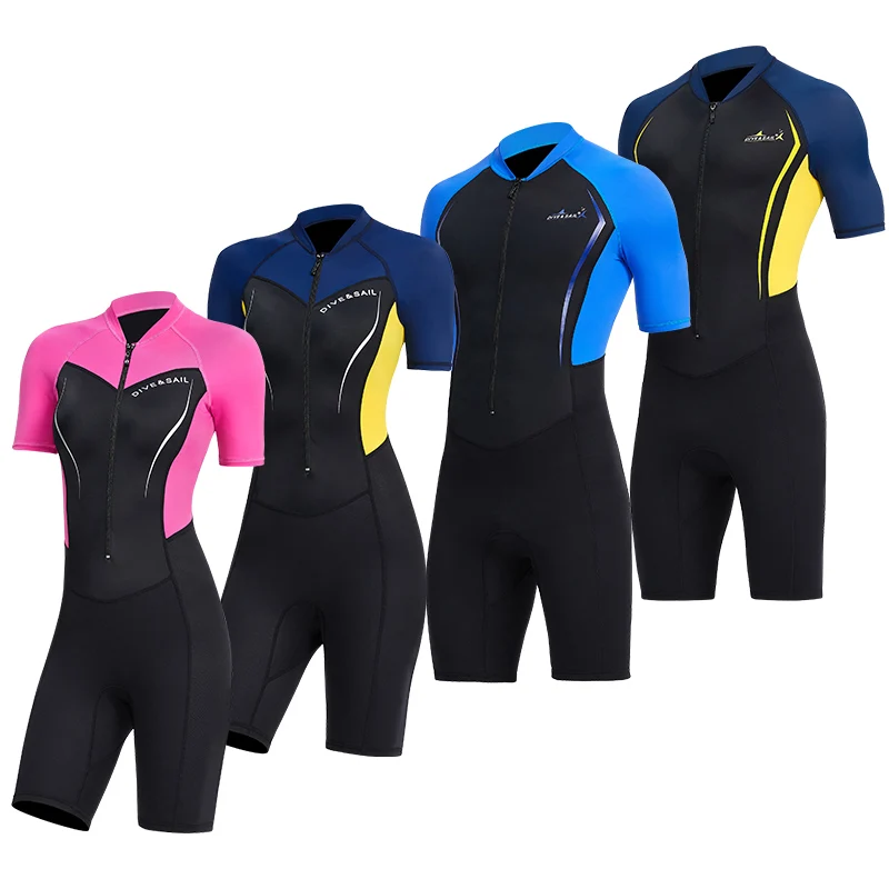 Wetsuits Diving Suit Men Neoprene Swimsuit Short Sleeve Warm Front Zipper Women Surfing Snorkeling Wetsuit