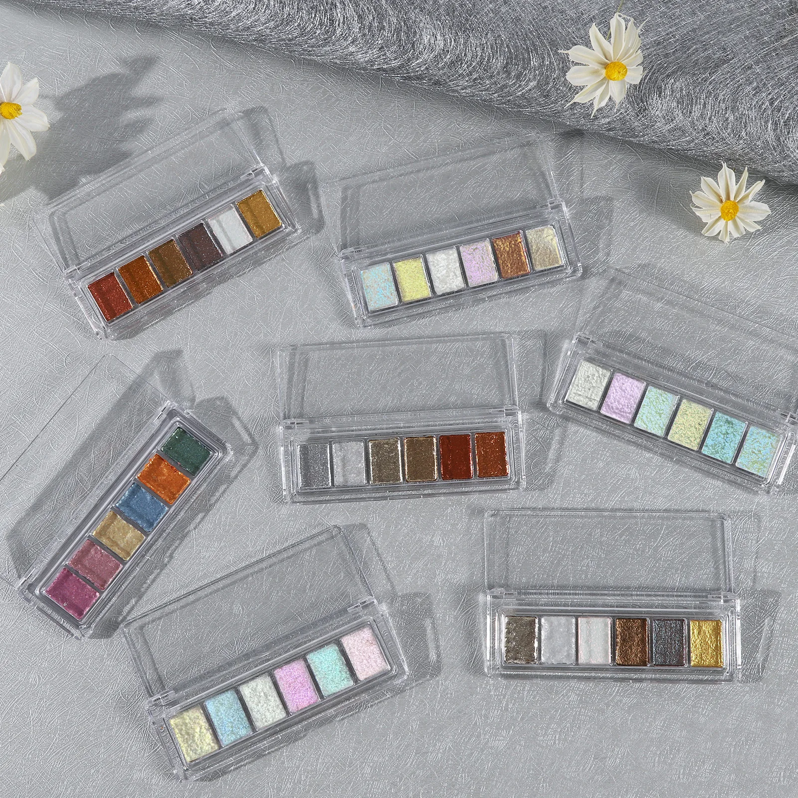 Destly 6 Colors Bling Mud Solid Nail Glitter Powder Shiny Reflective Aurora Mermaid Pigment Opal Flake Chrome Powder