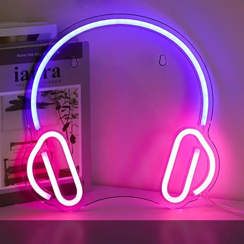 LED Neon Sign PS4 Symbol Gamepad Headset Wall Esports Room Decoration Light Atmosphere Light