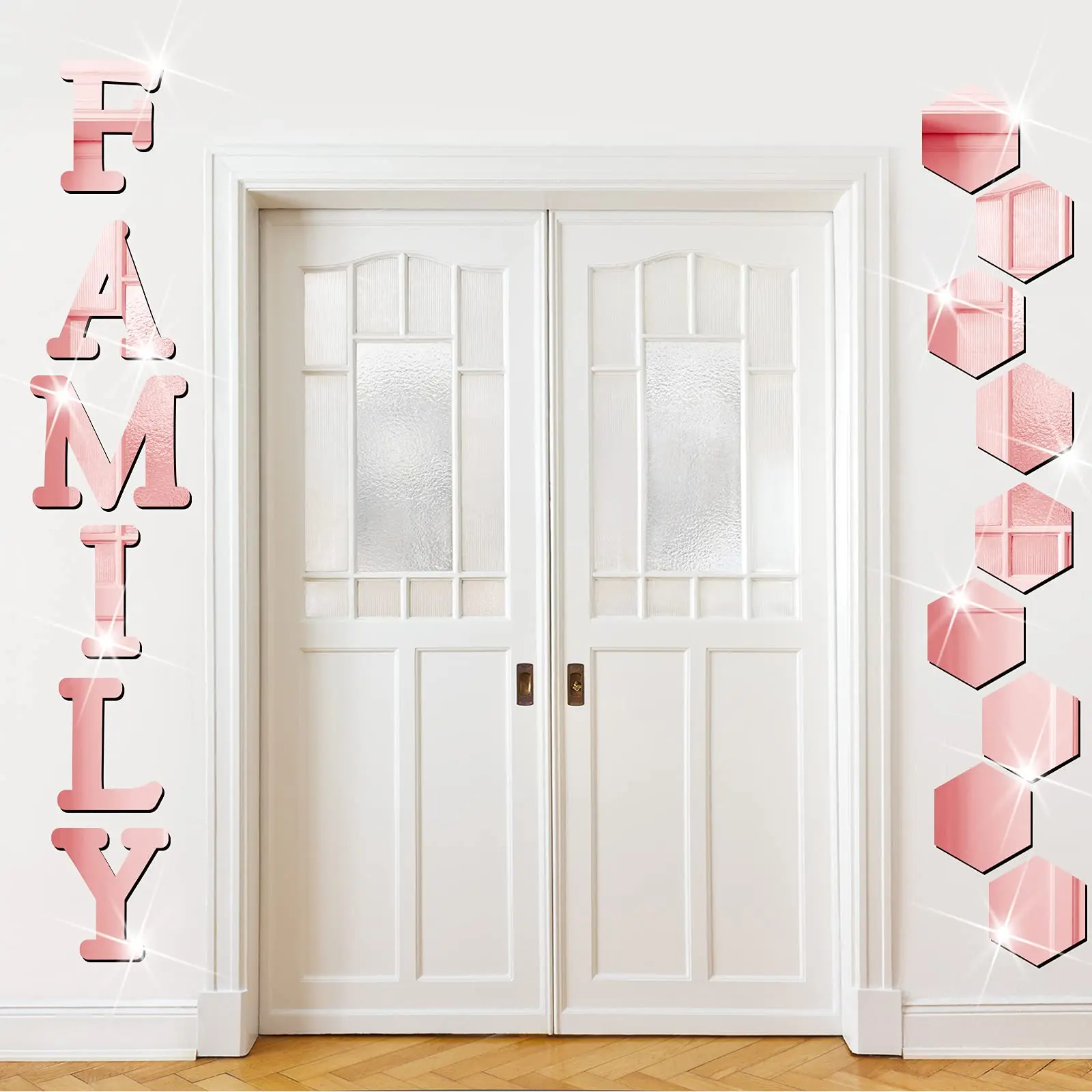 18 Pieces Acrylic Mirror Wall Stickers Family Sign Letters Rustic Farmhouse Wall Decor  Acrylic Mirror Setting Wall Sticker