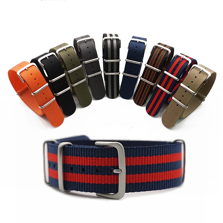 18mm 20mm 22mm 24mm  Watch  Sport Nylon Fabric Strap Accessories Belt Buckle Bands 007  James Bond Black 20mm watch strap