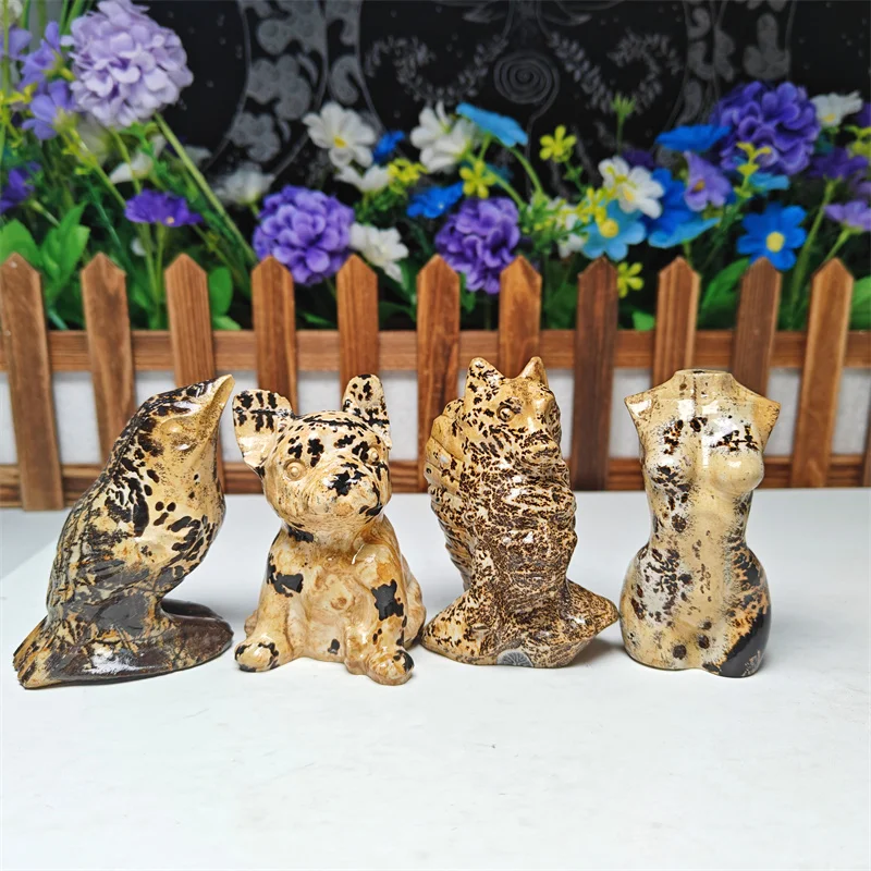 Wholesale Crystals Stones New Design Picture Jasper Animal Carvings Dog Cat Elephant Crystals Healing Stones For Gift