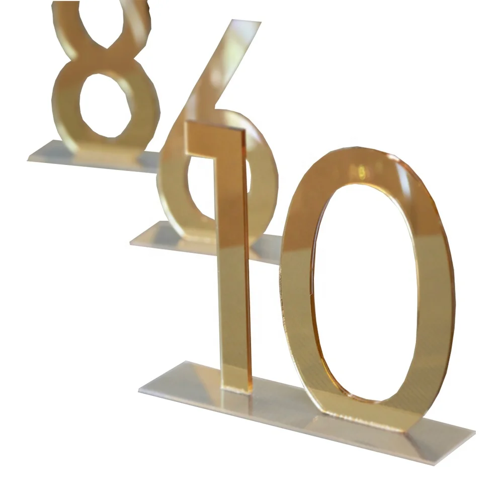 Gold Mirror Table Number Customized Acrylic Wedding Table Numbers