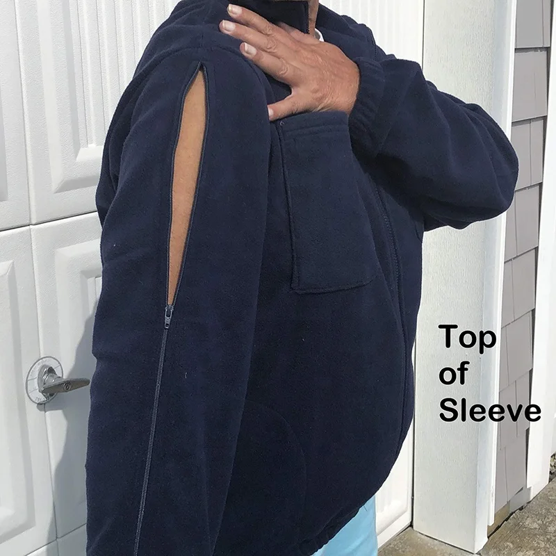 Customized For Assist Hemodialysis Patients Two Way Arm Zippers Solid Color Unisex Dialysis Zipper Access Crewneck Sweatshirt