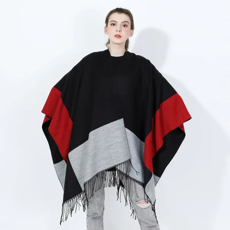
Hot Sale Europe Mexican 100% Viscose Women Poncho Girls Cape Shawl Pashmina Poncho Sweater Ladies Winter Shawl 