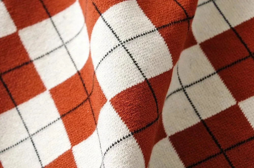 2021 fall Amazon new arrival INS sweater sets women Argyle pattern knitted tank top skirt sweater 2 pieces sets women clothing