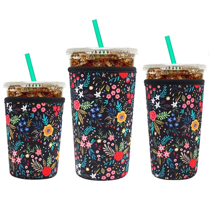 Promotion Gift Custom Printed Reusable Beverages Cold Drinks Cover Neoprene Holder Iced Coffee Cup Tea Cup Insulator Sleeve