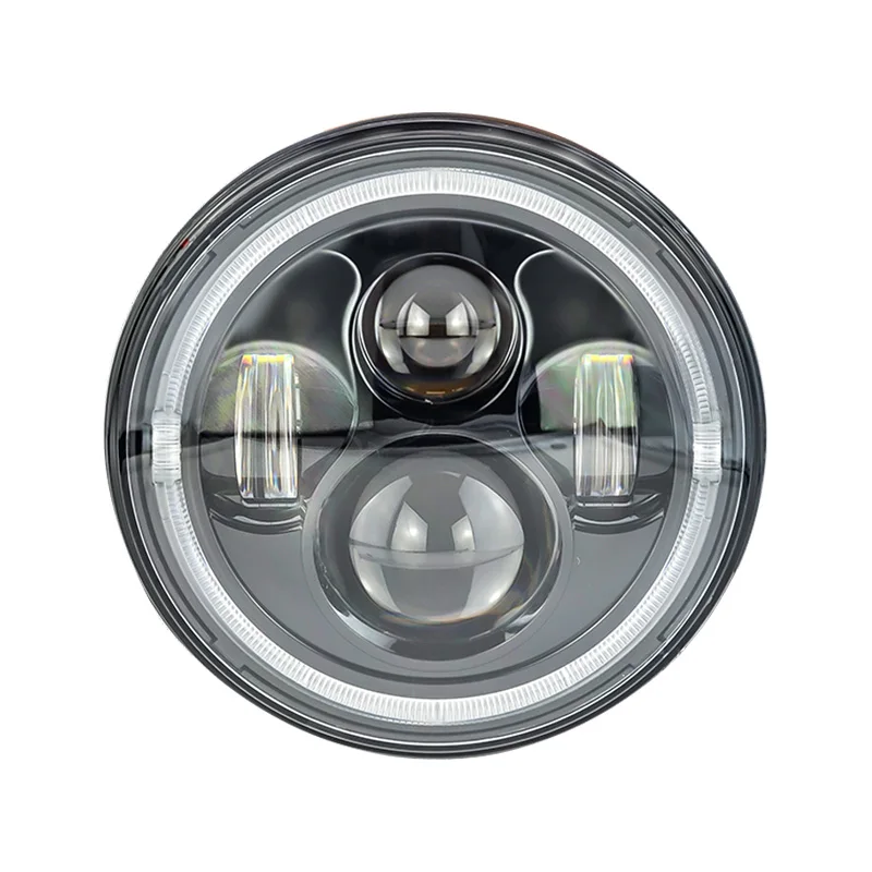 Лидер продаж 7 дюймов светодиодные фары для мотоцикла Harley/золотой узор Королевский/Универсальный с Белый DRL 7 дюймов круглые светодиодные фары автомобиля