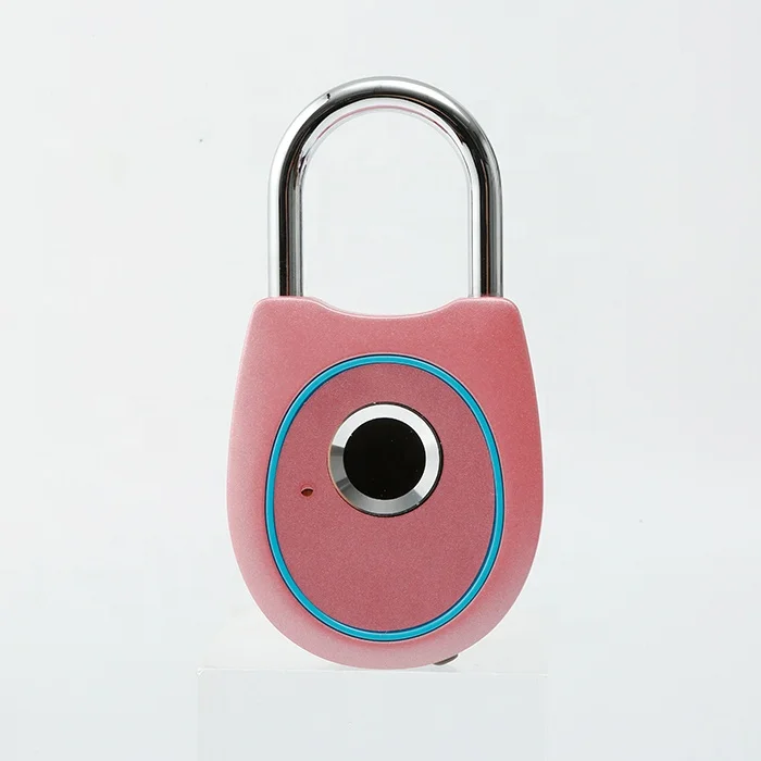 ZNSG10  Huili lock factory whole sale heart shape pink color 10 user code smart fingerprint padlock with usb Charging