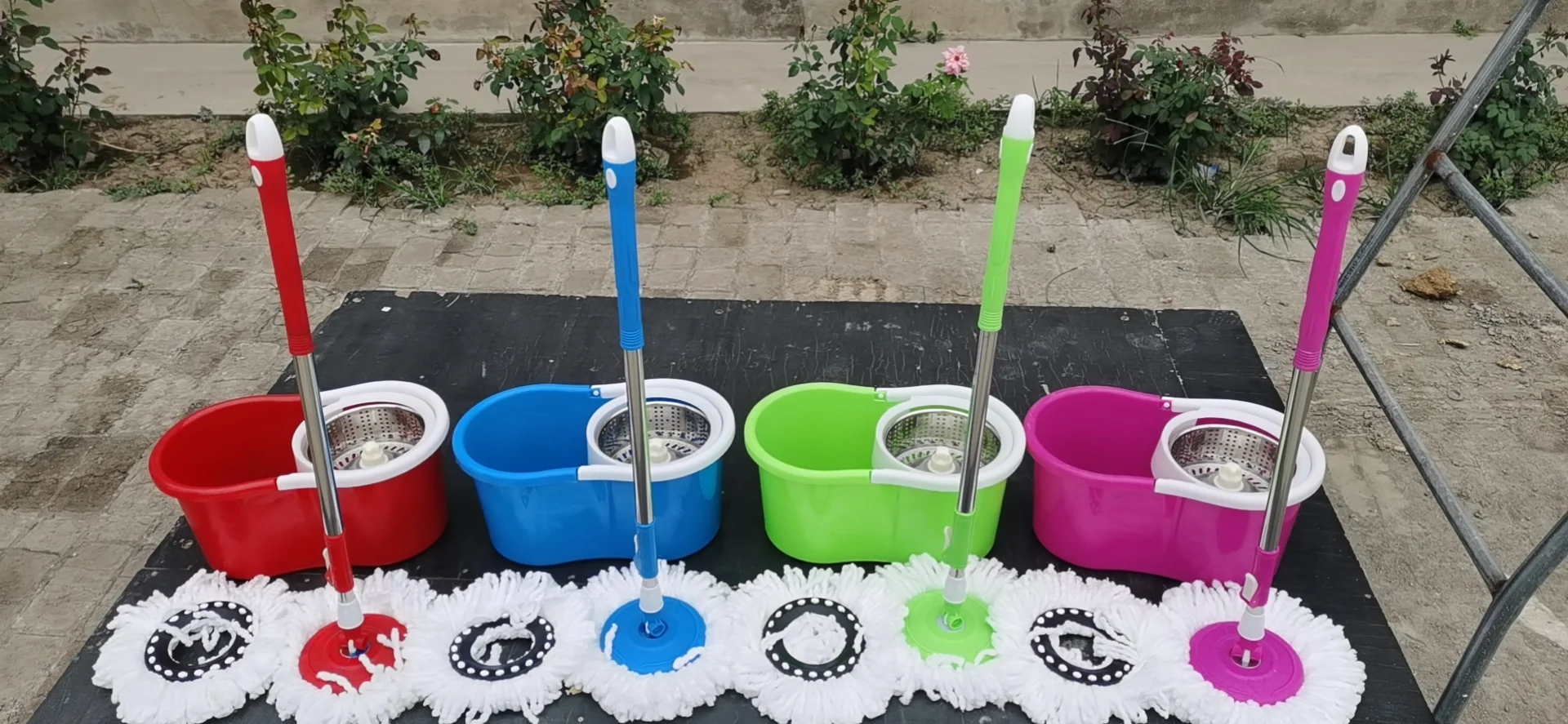 Mini Size Floor Cleaning Bucket Mops Plastic Steel Basket Easy Clean Bucket Mop Microfiber Spin 360 Magic Mop