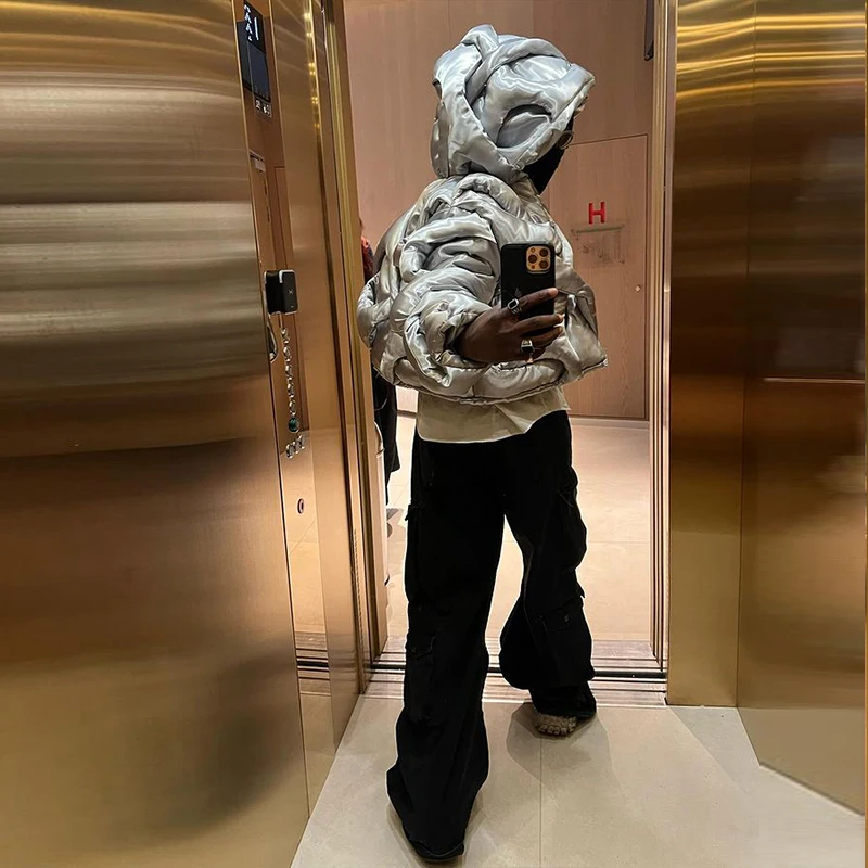 DIZNEW Latest design Mens Winter waterproof warm casual puffer jacket with hooded streetwear duck down coat custom logo