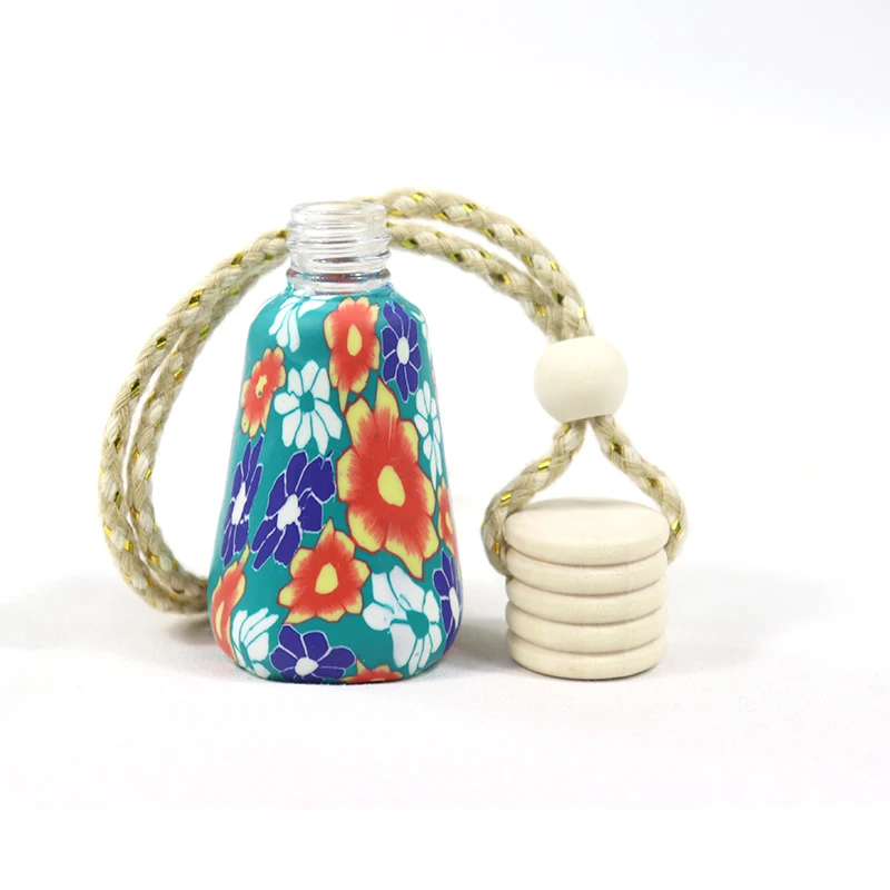 8ml 10ml Colored Polymer Clay Car Essential Oil Bottle Air Freshener Bottle Soft Ceramics Car Perfume Diffuser Hanging Bottle