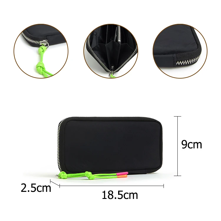 Paparazzi PA0111 Rfid Nylon Carder Holder Custom Long Wallet Women Zipper Coin Purse
