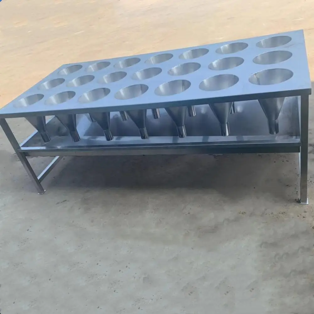 
chicken killing bleeding cone in slaughterhouse 