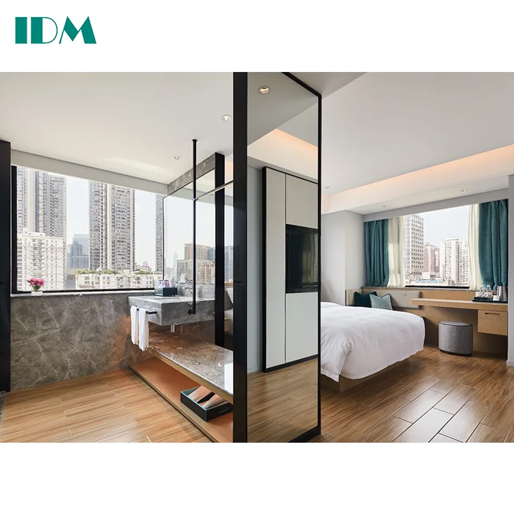 IDM-58 Hotel Wholesale Modern Style Wood Bedroom Set Hotel Furniture