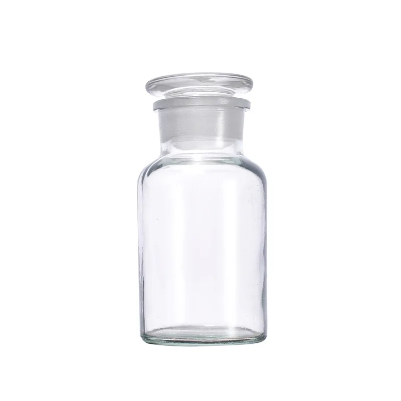 Liquid chemical Wide mouth 125ml safety  borosilicate clear glass reagent bottle with Ground-in Glass or Plastic Stopper