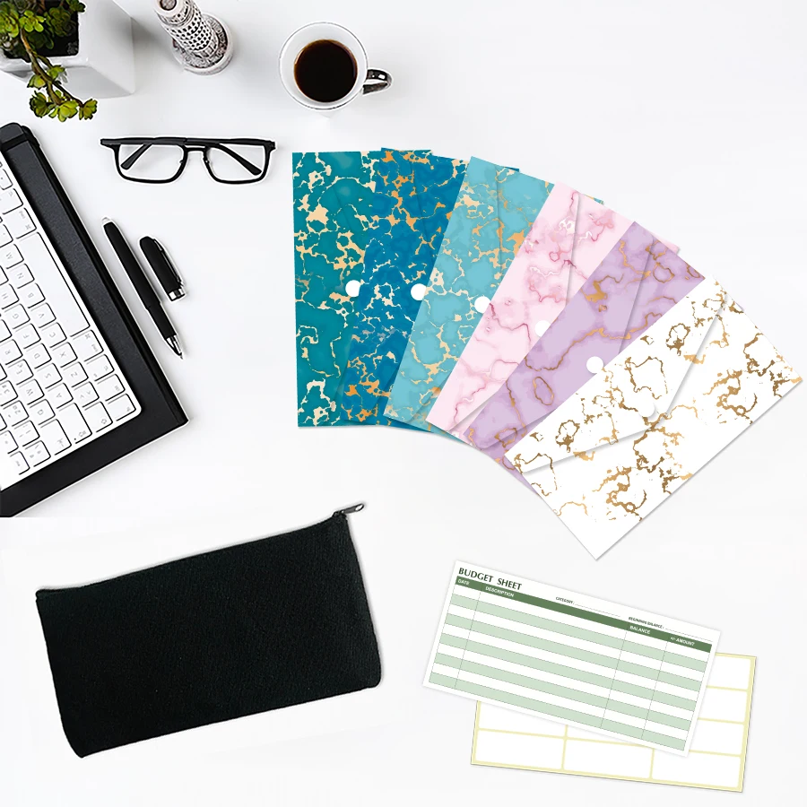 Reusable PVC Budget Sheets Expense Tracker Sheets Bill Planner Stickers Cash Saving  Binder Budget Wallet Envelopes