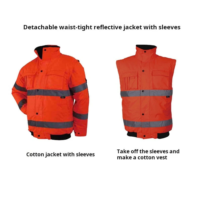 Removable construction Protective Long Sleeve Windproof and warm Workwear Shirts Custom Logo Reflective Safety Work jack