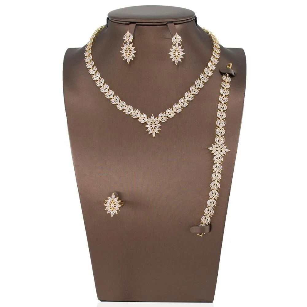 Bedazzled Fashion Horse Eye cubic zircon wedding necklace earrings bridal women  jewellery set for brides bridesmaid