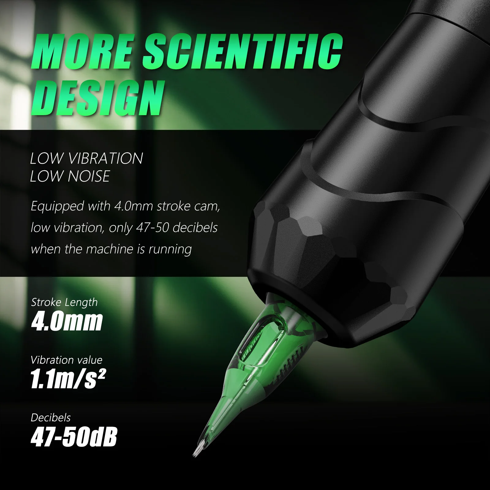 XNET Shark 2000mAh 4.0mm Stroke Professional Coreless Motor Tattoo Gun Wireless Tattoo Machine Pen with Extra Grip for Body Art