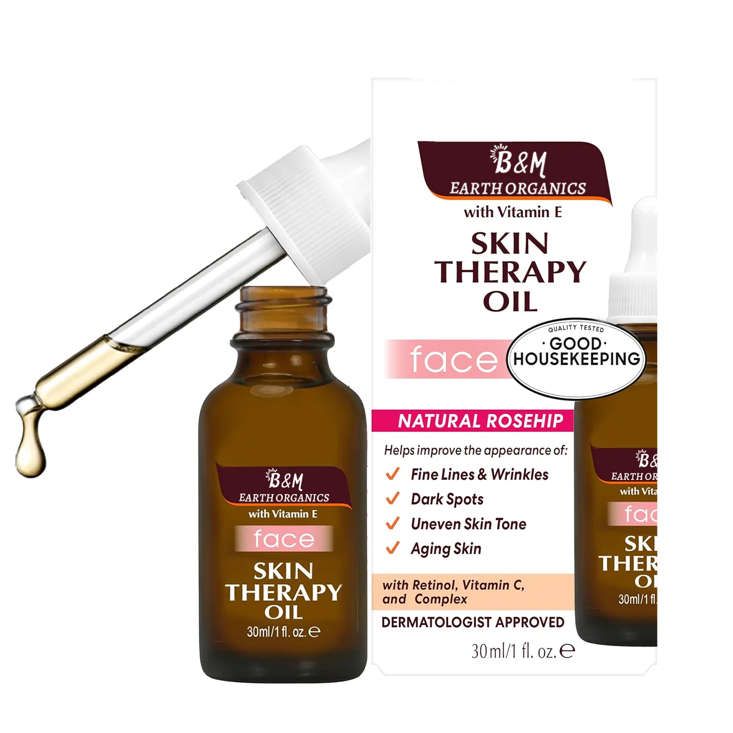 Moisturizing Skin Therapy Oil for Face with Vitamin E Pure Facial Oil Blend Rosehip Fragrance
