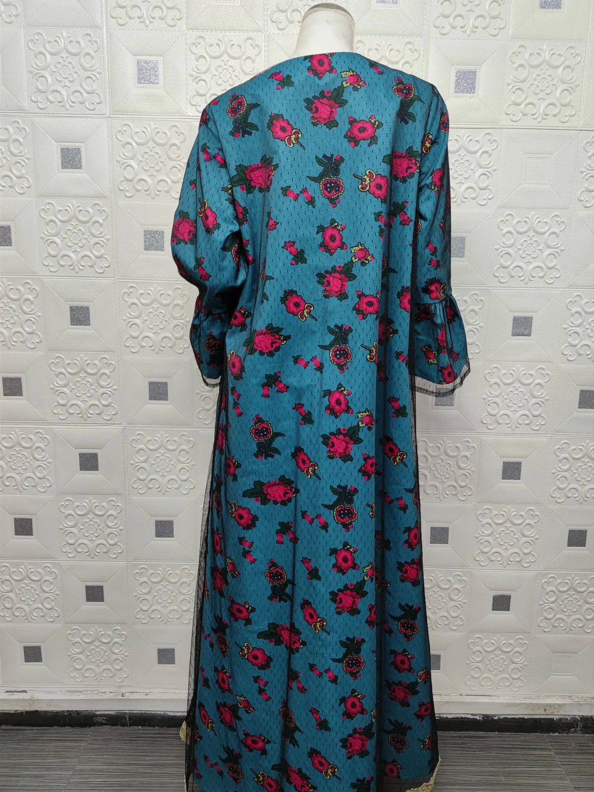 KD4466  drop shipping  Fashionable  mesh flower lace  islamic clothing dresses embroidered abaya women