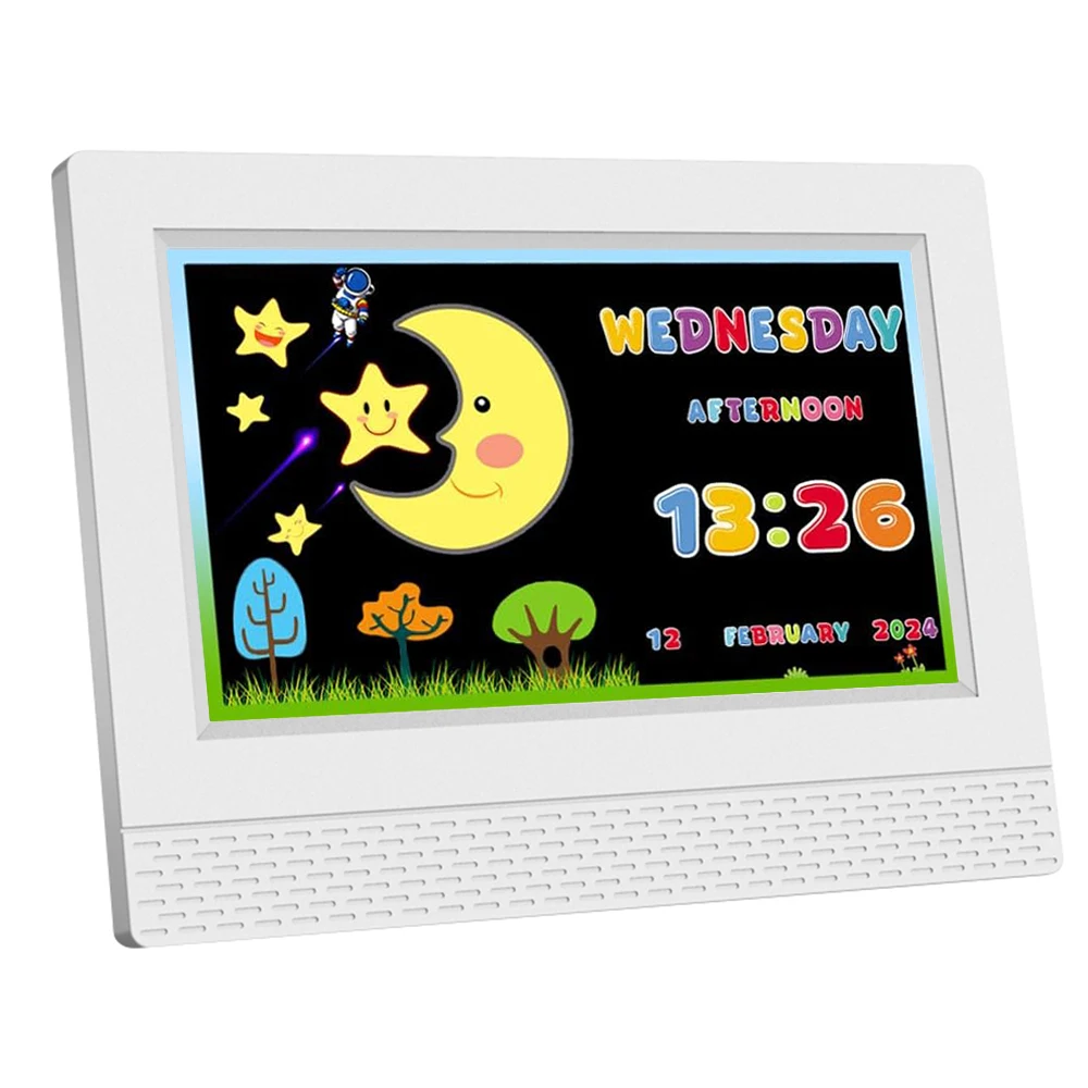 7 inch large LED time with cartoon interfaces display and wake up kids reminder alarm clock for child birthday gift