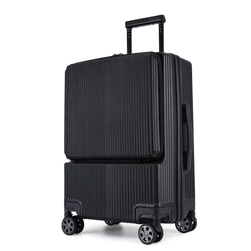 Business front opening suitcase computer boarding suitcase zipper closure side opening 20 inch rechargeable 24 inch luggage case