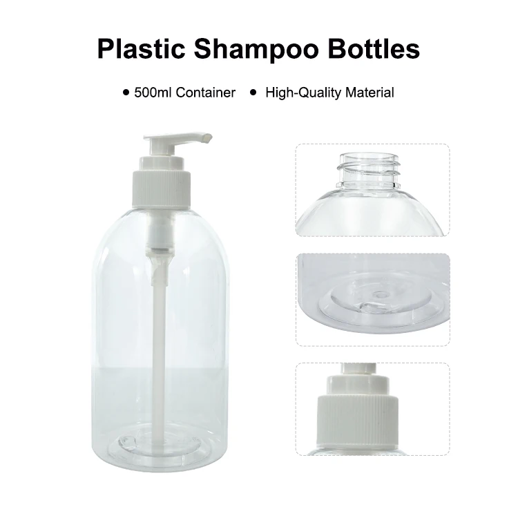 REMAX Hot Selling 500ml Round PET Plastic Bottles with Pump Head Custom Logo for Lotion and Shampoo