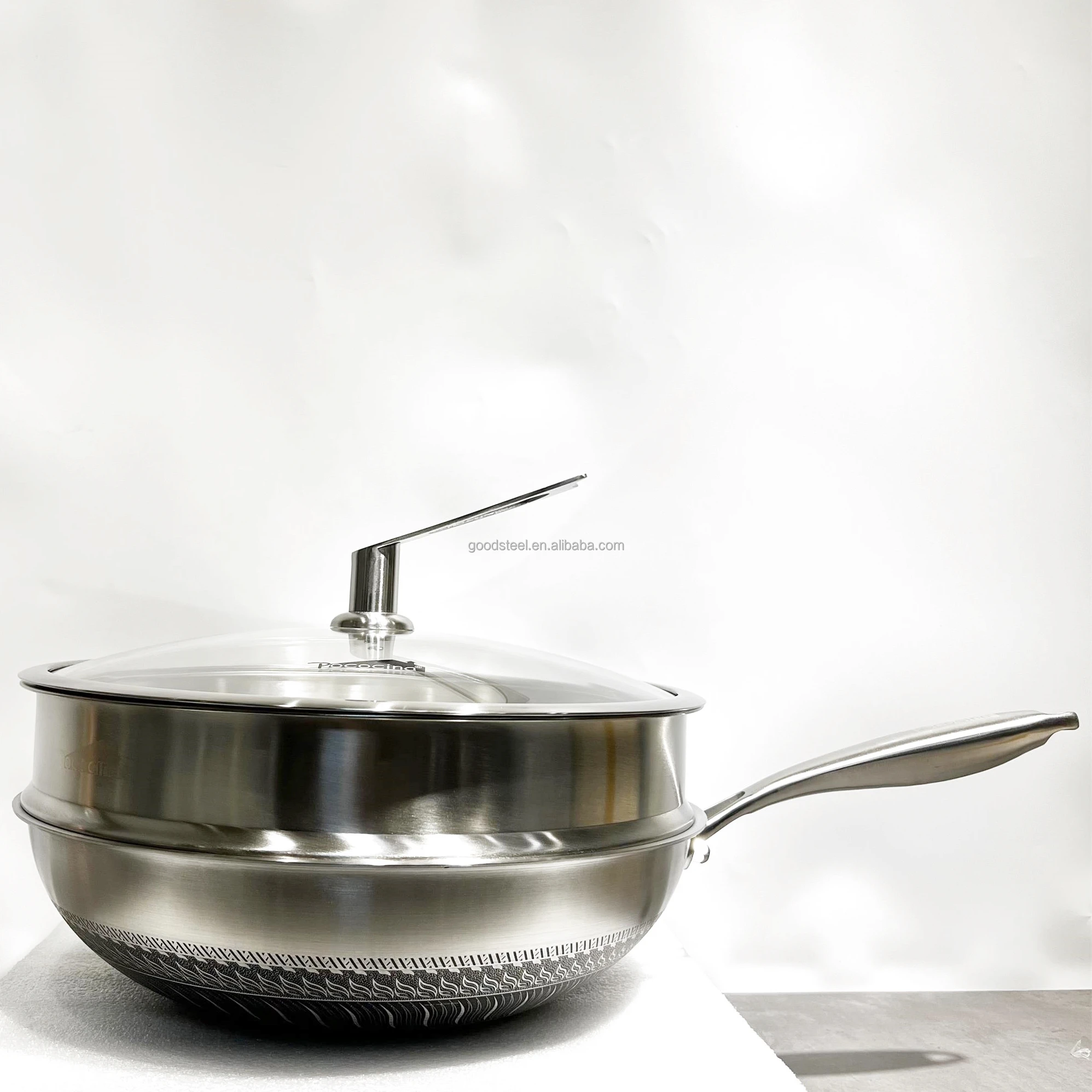 Wok для жарки из нержавеющей стали, 34*9 см