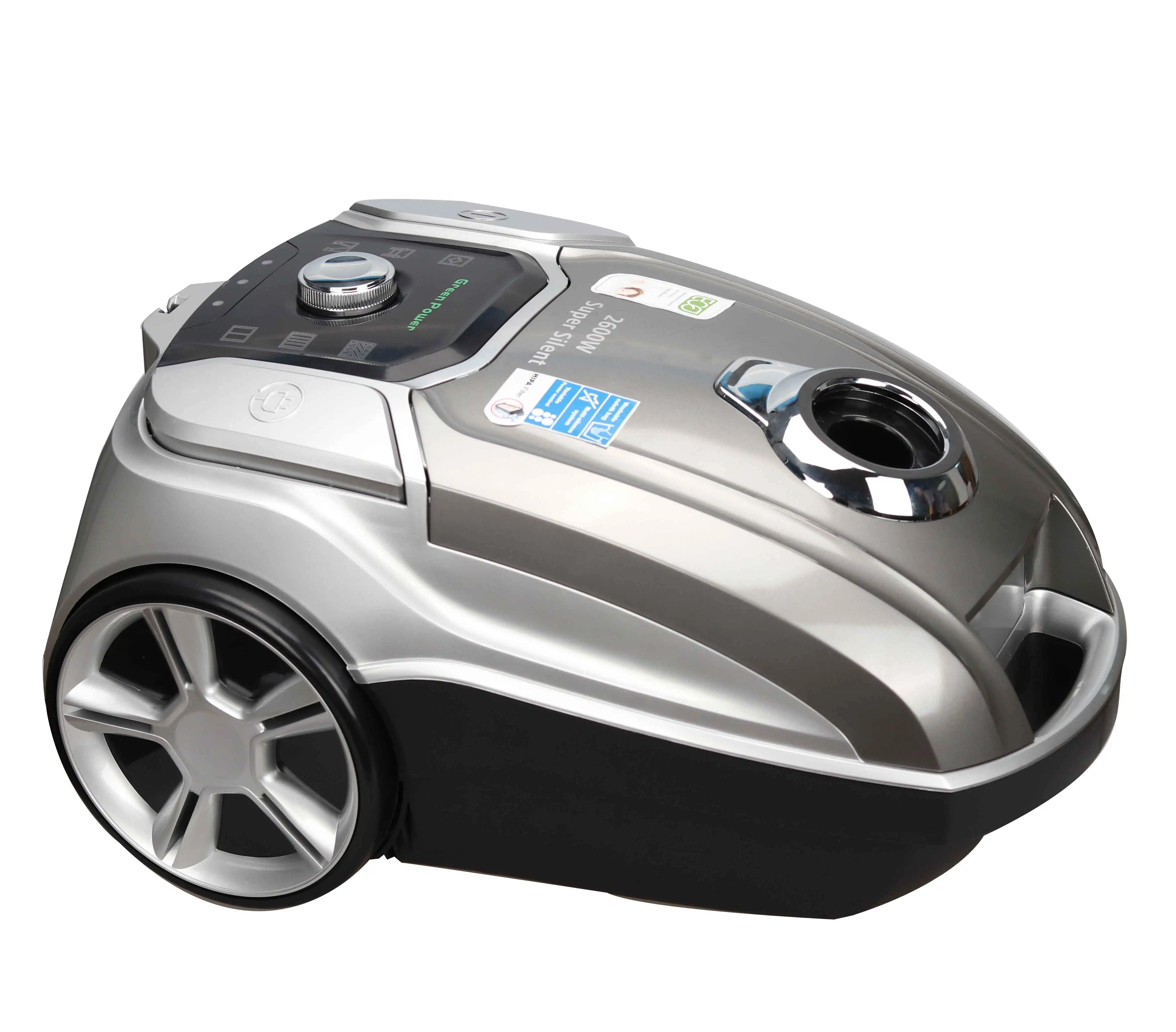 Пылесос с канистрой и светодиодным дисплеем, Мощное всасывание, портативный пылесос с мешками и HEPA-фильтром