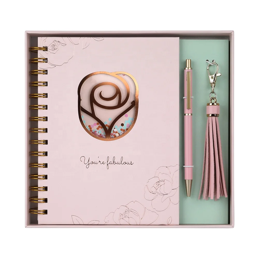 Роскошный Набор для записных книжек из фольги розового золота Канцелярские Подарочные наборы женщин и девочек с печатью на