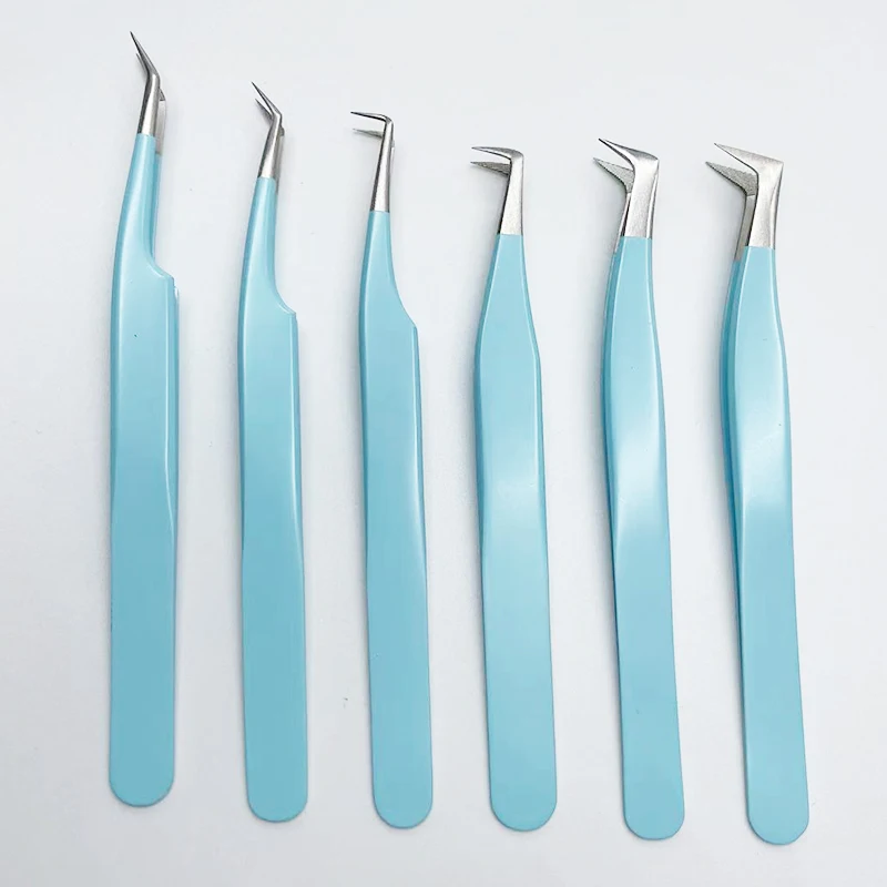 Eyelash Extension Tweezers Set,Fiber Tip Volume Tweezers Curved 45 90 Degree Angled Volume Lash Tweezers