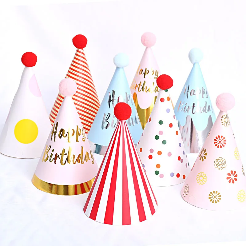 Happy Birthday Colorful Cone Party Paper Hats for Kids Adults Birthday Party Supplies and Decorations