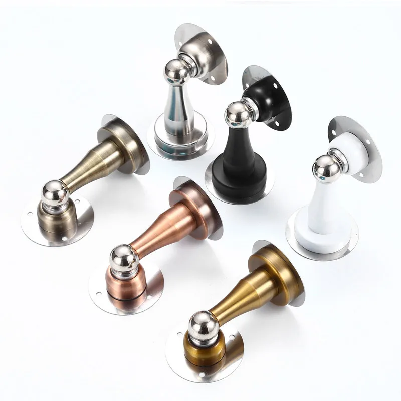 Hardware Ametal Stainless Steel Black Door Holder Stopper Modern Hotel Wooden Door Stop Magnetic Floor Model Door Stopper
