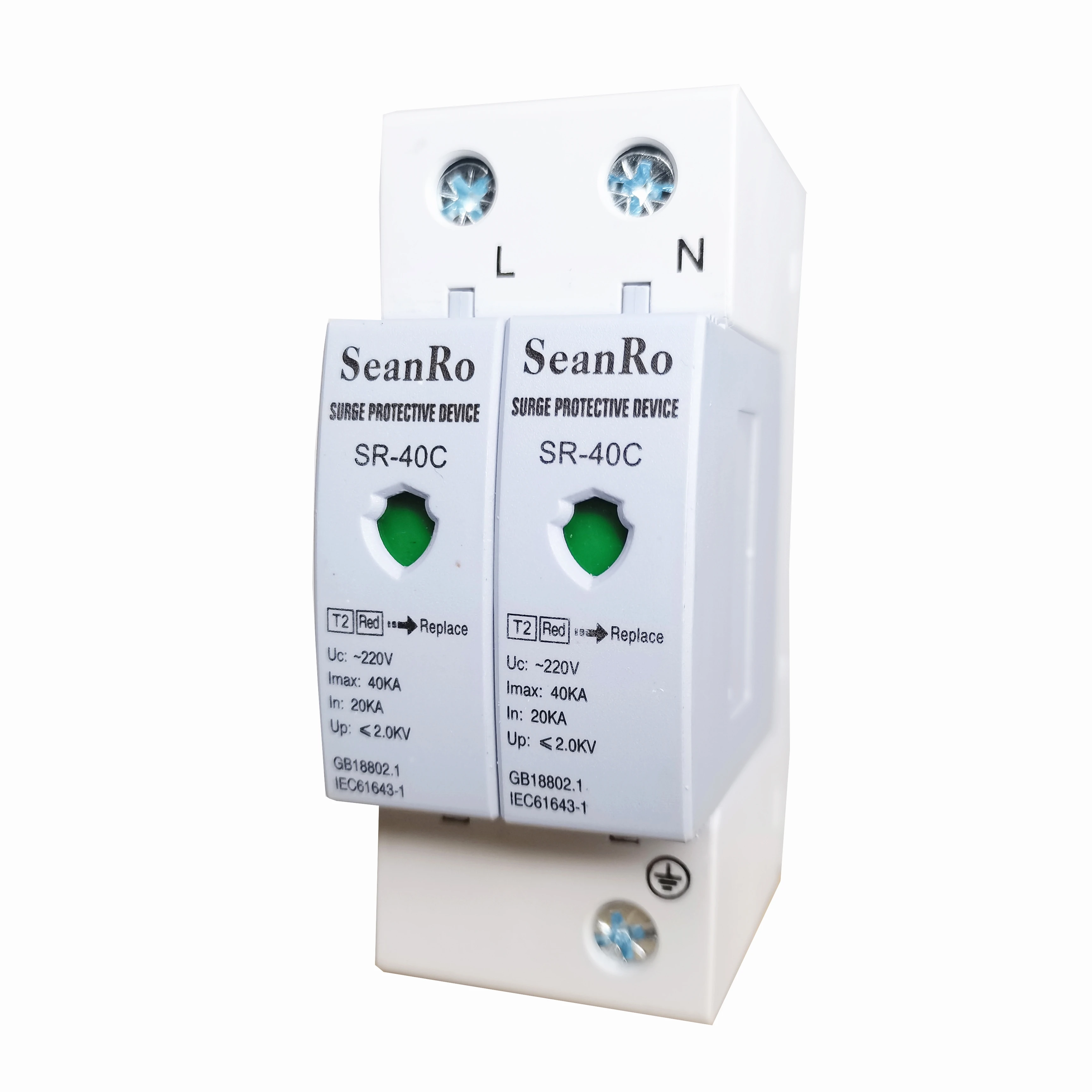 SeanRo onboard spd ac 20ka 40ka 2.0kv 4p 3p 2p 220vac 40a surge protecting device