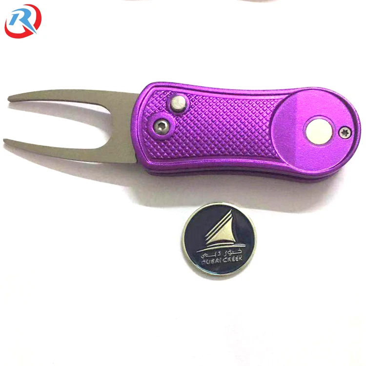 wholesale sale high quality magnetic foldable golf divot repair tools