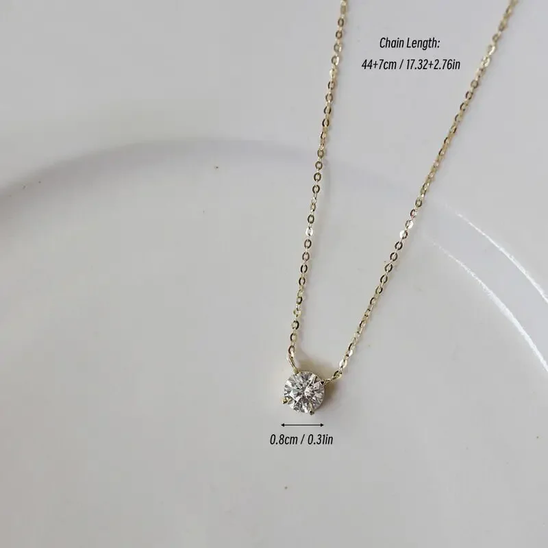 Dainty Diamond Six Claw Zircon 18k Gold Plated Necklace Cubic Zirconia Square Diamond Choker Necklace for Women