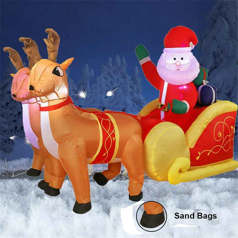 new year ornament LED luminous deer pulled the sleigh old man Santa Claus christmas inflatable moose